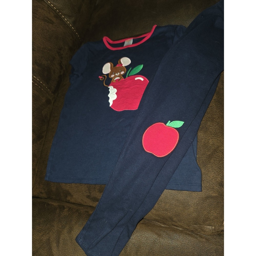 Gymboree head of the class mouse apple outfit top leggings 10 back to school